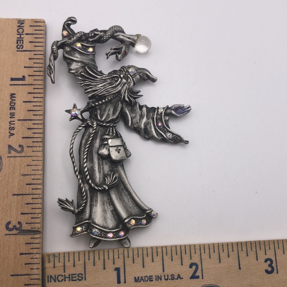 JJ Jonette Snake Sorcerer Pewter Brooch VTG Signed Pin - Picture 4 of 9